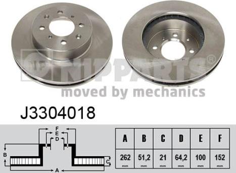 Nipparts J3304018 - Bremžu diski www.autospares.lv