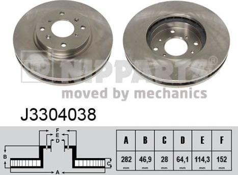 Nipparts J3304038 - Bremžu diski www.autospares.lv