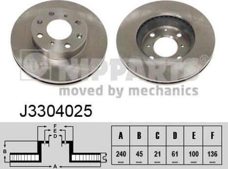 Nipparts J3304025 - Bremžu diski www.autospares.lv