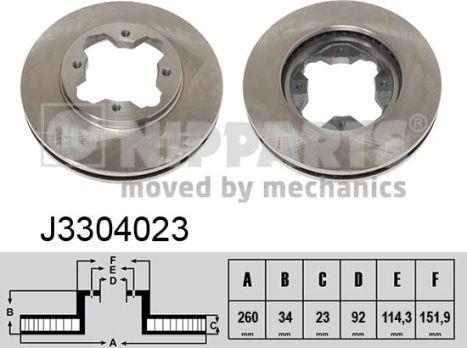 Nipparts J3304023 - Bremžu diski www.autospares.lv