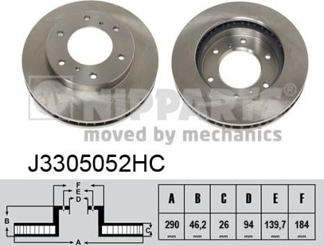 Nipparts J3305052HC - Bremžu diski www.autospares.lv