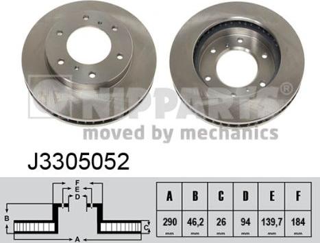 Nipparts J3305052 - Bremžu diski www.autospares.lv