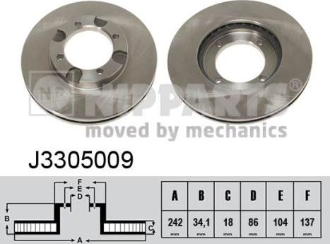 Nipparts J3305009 - Bremžu diski www.autospares.lv