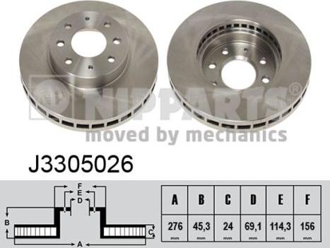 Nipparts J3305026 - Bremžu diski www.autospares.lv