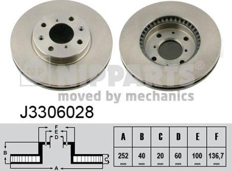 Nipparts J3306028 - Bremžu diski www.autospares.lv