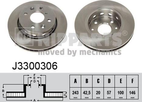 Nipparts J3300306 - Bremžu diski www.autospares.lv