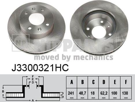 Nipparts J3300321HC - Bremžu diski www.autospares.lv