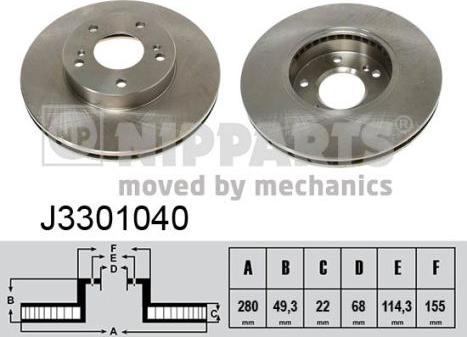 Nipparts J3301040 - Bremžu diski www.autospares.lv