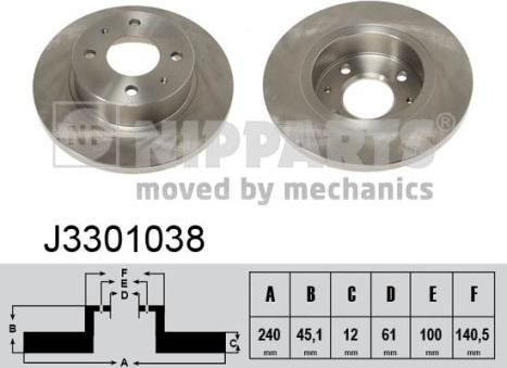 Nipparts J3301038 - Bremžu diski www.autospares.lv