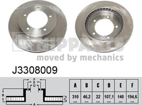 Nipparts J3308009 - Bremžu diski www.autospares.lv