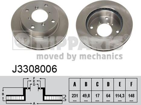 Nipparts J3308006 - Bremžu diski www.autospares.lv