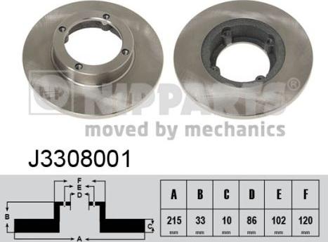 Nipparts J3308001 - Bremžu diski www.autospares.lv