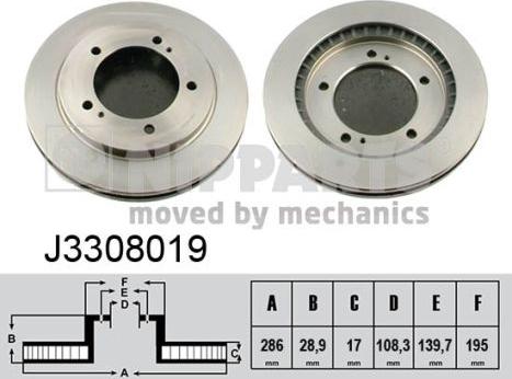 Nipparts J3308019 - Bremžu diski www.autospares.lv