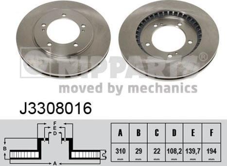 Nipparts J3308016 - Bremžu diski www.autospares.lv