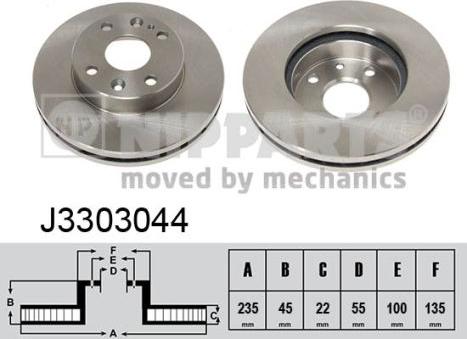 Nipparts J3303044 - Bremžu diski www.autospares.lv