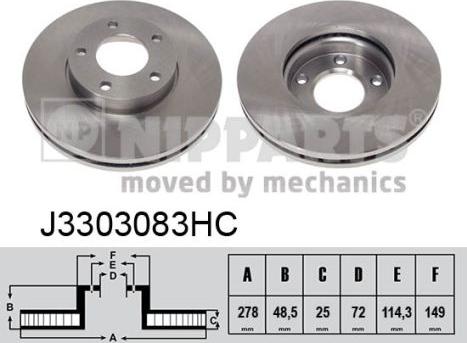 Nipparts J3303083HC - Bremžu diski www.autospares.lv