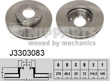 Nipparts J3303083 - Brake Disc www.autospares.lv