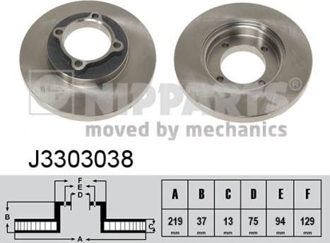 Nipparts J3303038 - Bremžu diski www.autospares.lv