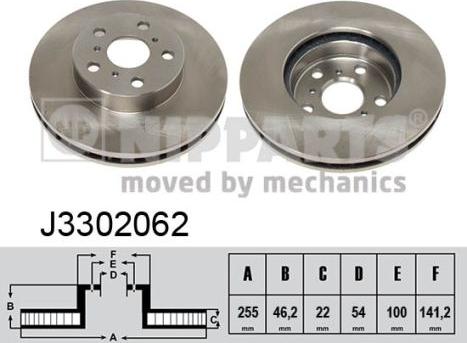 Nipparts J3302062 - Bremžu diski www.autospares.lv