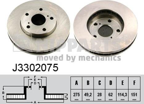 Nipparts J3302075 - Bremžu diski autospares.lv