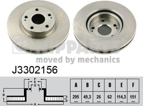 Nipparts J3302156 - Bremžu diski www.autospares.lv