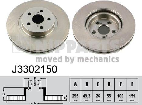 Nipparts J3302150 - Bremžu diski www.autospares.lv