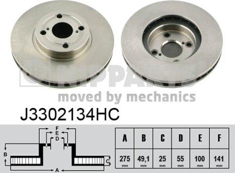 Nipparts J3302134HC - Bremžu diski www.autospares.lv