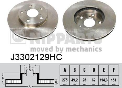 Nipparts J3302129HC - Bremžu diski autospares.lv