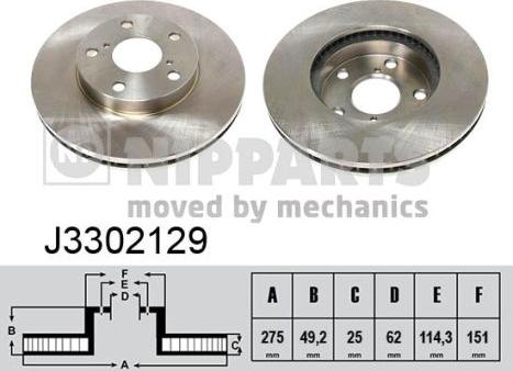 Nipparts J3302129 - Bremžu diski autospares.lv