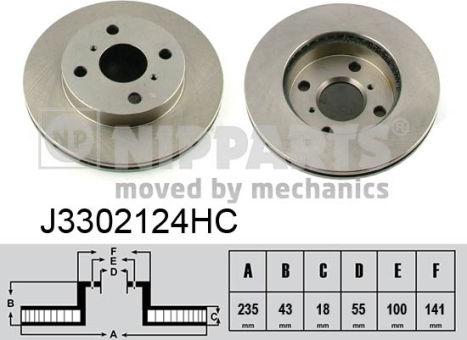 Nipparts J3302124HC - Bremžu diski www.autospares.lv