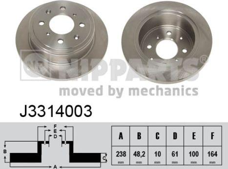 Nipparts J3314003 - Bremžu diski www.autospares.lv