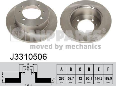 Nipparts J3310506 - Bremžu diski www.autospares.lv