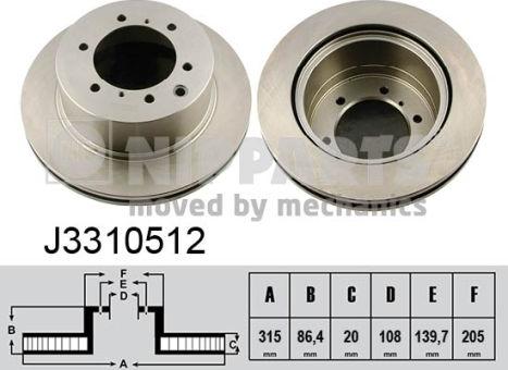 Nipparts J3310512 - Bremžu diski www.autospares.lv