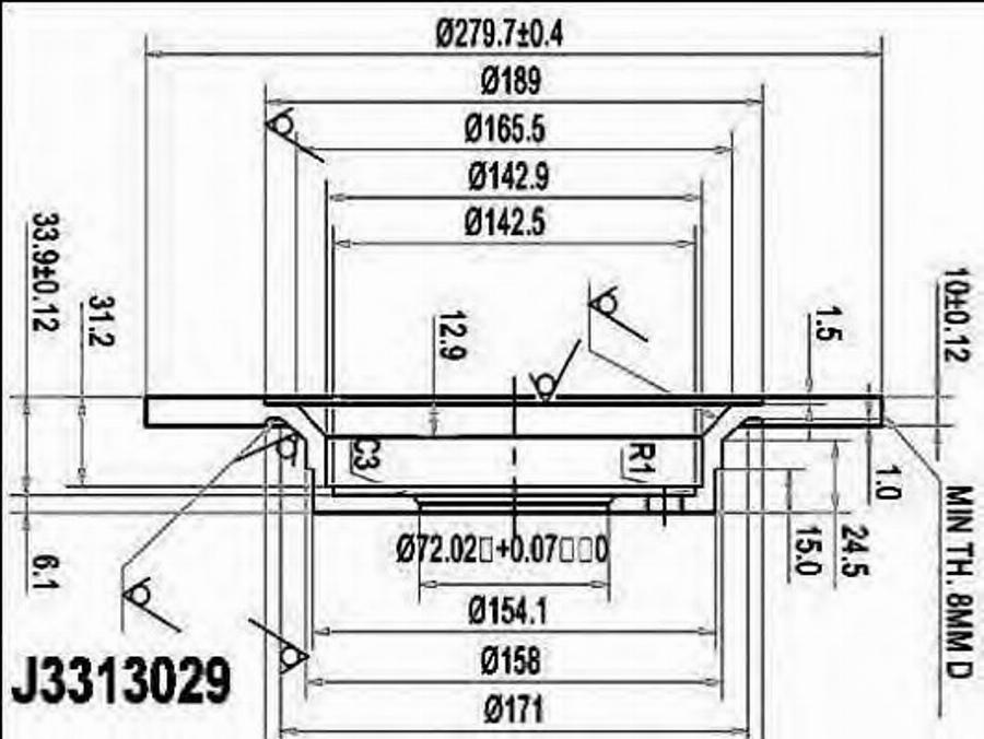 Nipparts J3313029 - Bremžu diski www.autospares.lv