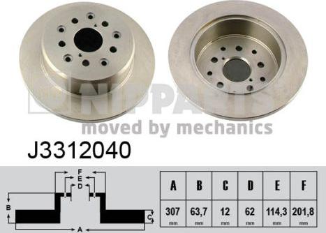 Nipparts J3312040 - Bremžu diski www.autospares.lv