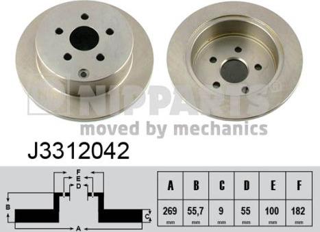 Nipparts J3312042 - Bremžu diski www.autospares.lv