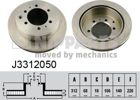 Nipparts J3312050 - Bremžu diski www.autospares.lv