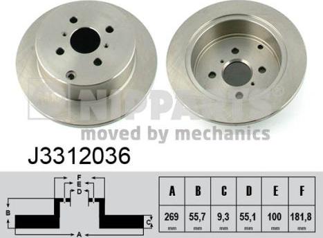 Nipparts J3312036 - Bremžu diski www.autospares.lv