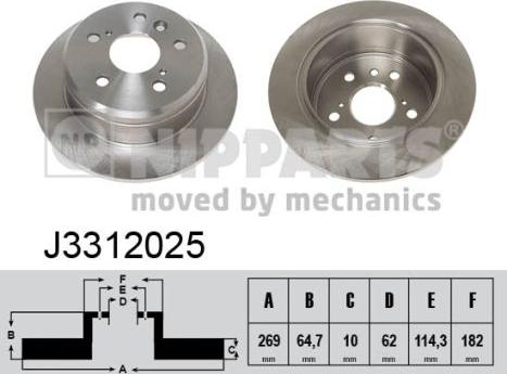 Nipparts J3312025 - Bremžu diski www.autospares.lv