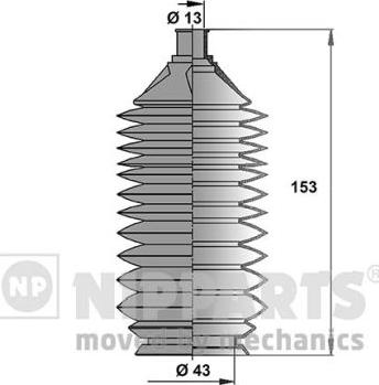 Nipparts J2843009 - Комплект пыльника, рулевое управление www.autospares.lv