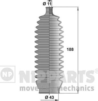 Nipparts J2855000 - Комплект пыльника, рулевое управление www.autospares.lv