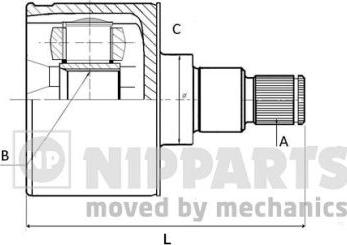 Nipparts N2830504 - Шарнирный комплект, ШРУС, приводной вал www.autospares.lv