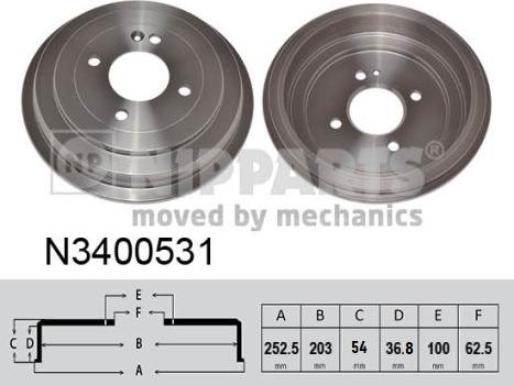 Nipparts N3400531 - Bremžu trumulis www.autospares.lv