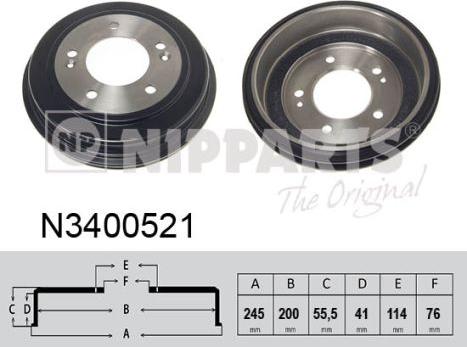 Nipparts N3400521 - Bremžu trumulis www.autospares.lv