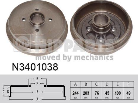 Nipparts N3401038 - Bremžu trumulis www.autospares.lv