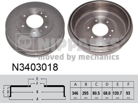 Nipparts N3403018 - Bremžu trumulis www.autospares.lv