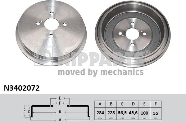 Nipparts N3402072 - Bremžu trumulis www.autospares.lv