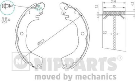 Nipparts N3505049 - Bremžu loku komplekts autospares.lv