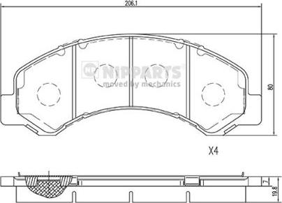 Nipparts N3609012 - Bremžu uzliku kompl., Disku bremzes www.autospares.lv