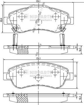 Nipparts N3604066 - Brake Pad Set, disc brake www.autospares.lv